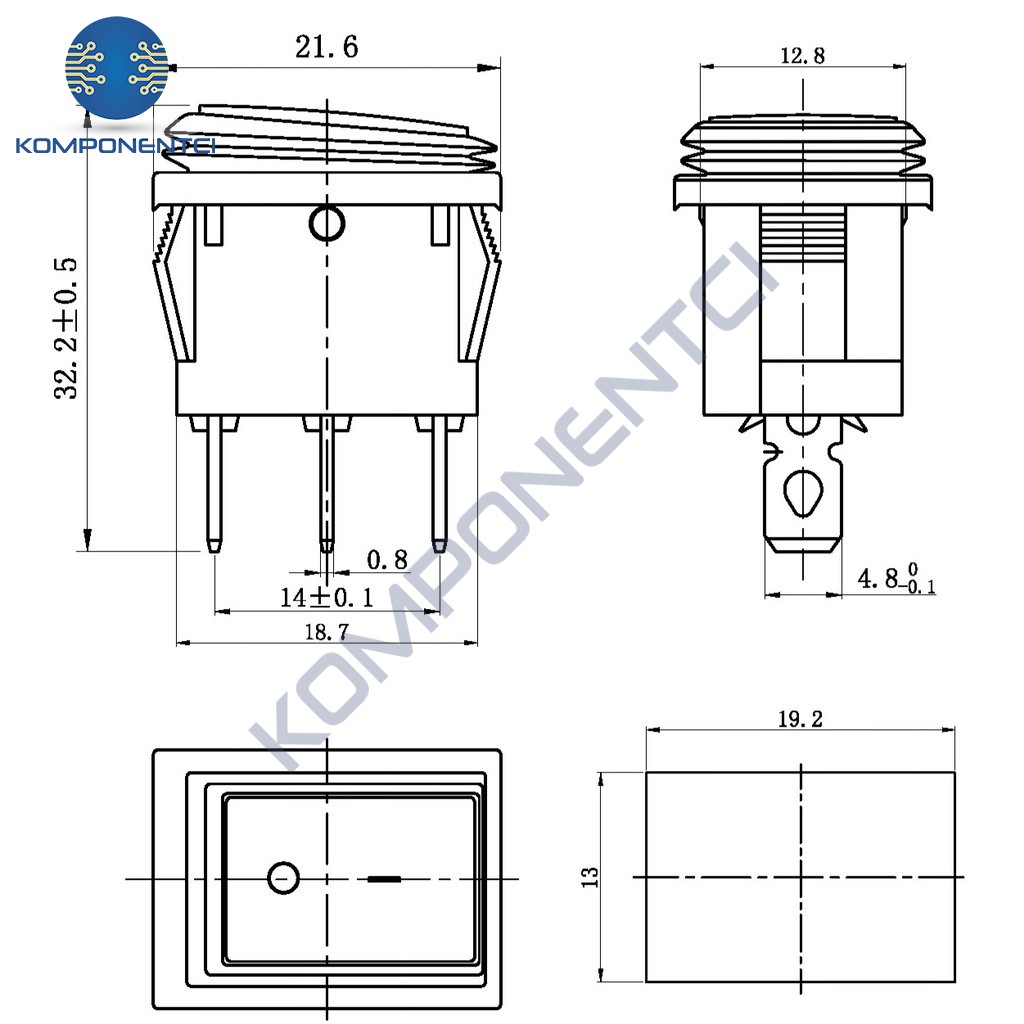 IC 118W Mini Işıklı Körüklü Anahtar 3P Komponentci