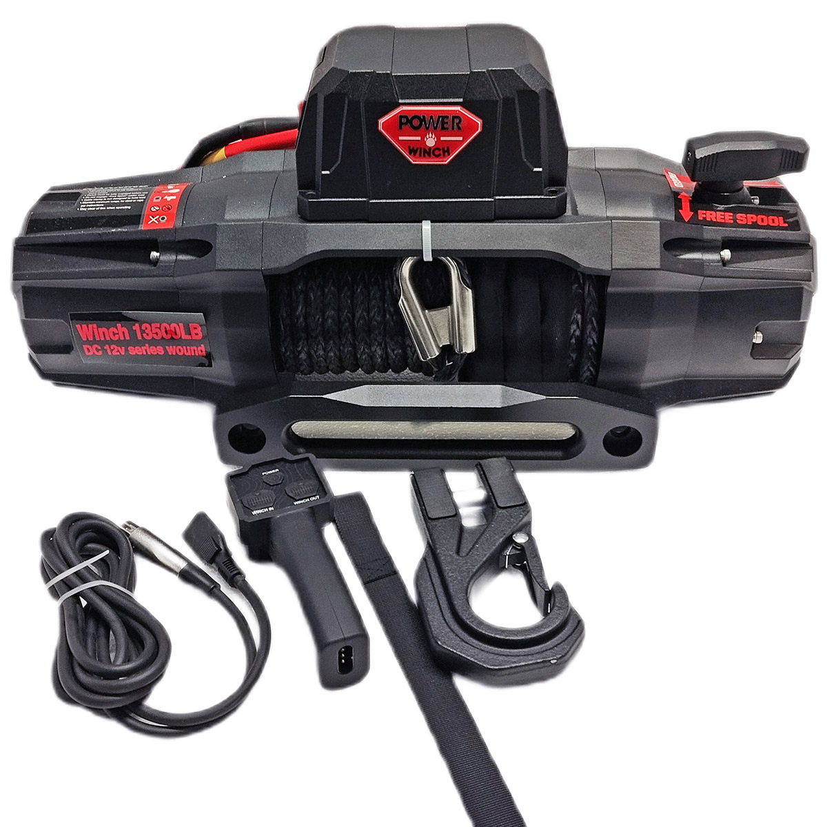 Power Winch Pro 13500 lb Sentetik Halatlı Off Road 4x4 Elektrikli Vinç 12V