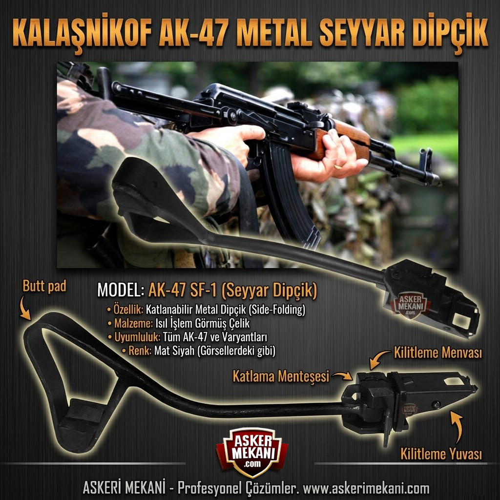 Kalaşnikof AK47 Metal Seyyar Dipçik