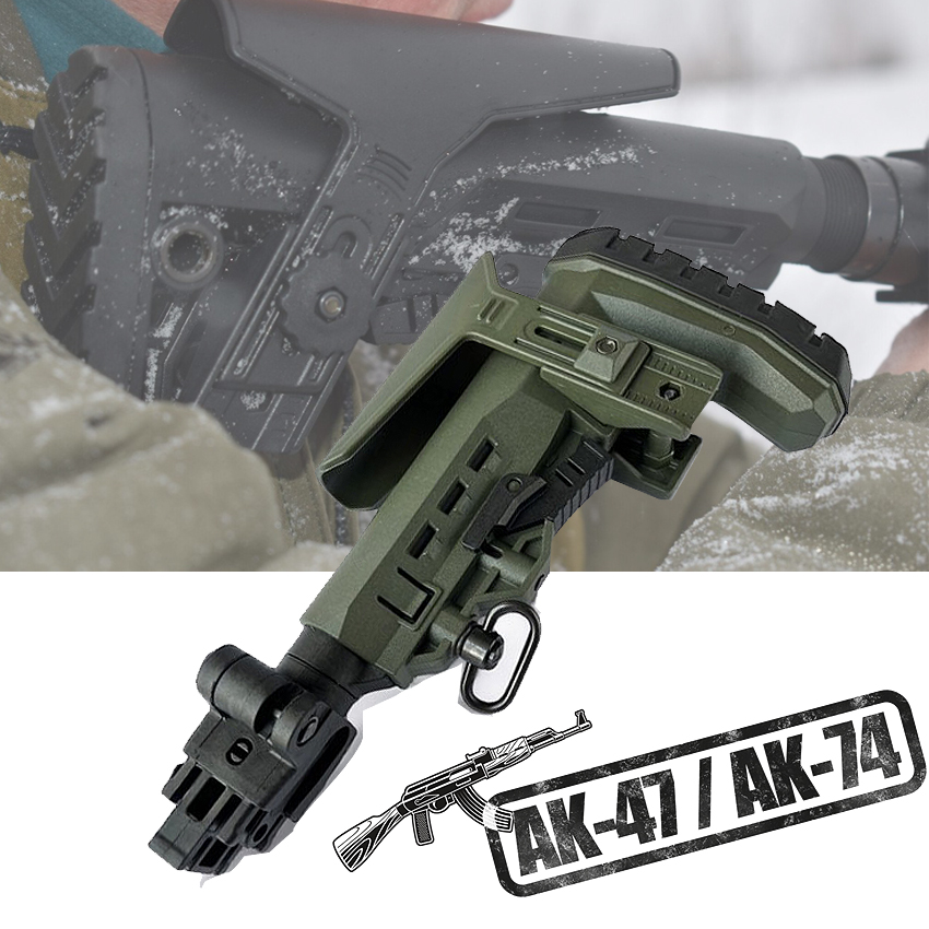 İthal Yüksek Kaliteli Taktik Teleskopik Dipçik  AK-47 / AK-74 Army Green