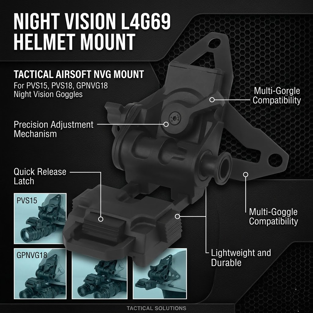 G69 NVG Kask Aparatı  3 Delik Uyumlu, Ayarlanabilir Gece Görüş Montaj Sistemi