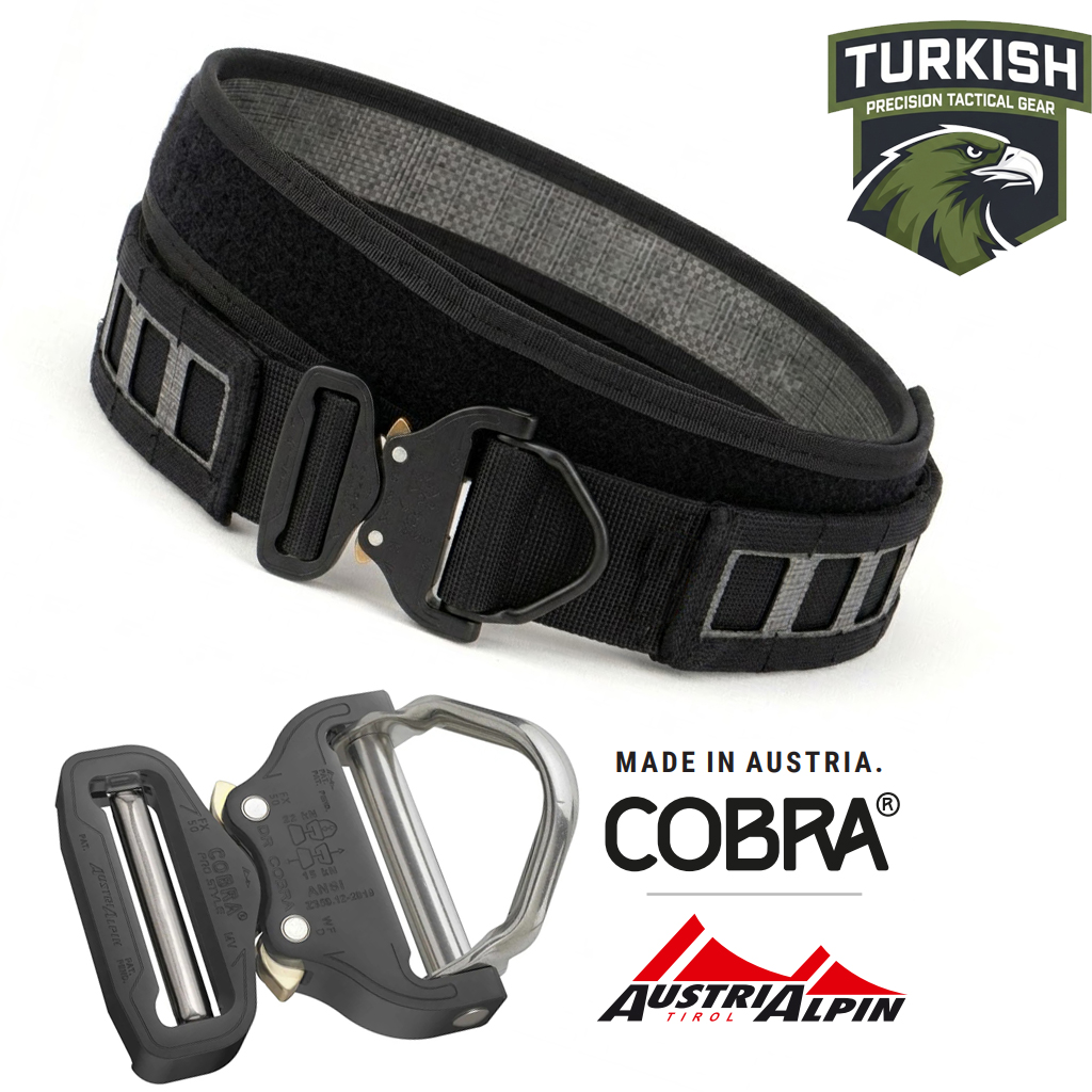 Profesyonel Taktik Ekipman Kemeri Siyah | AustriAlpin COBRA | Yüksek Mukavemet & MOLLE Uyumlu