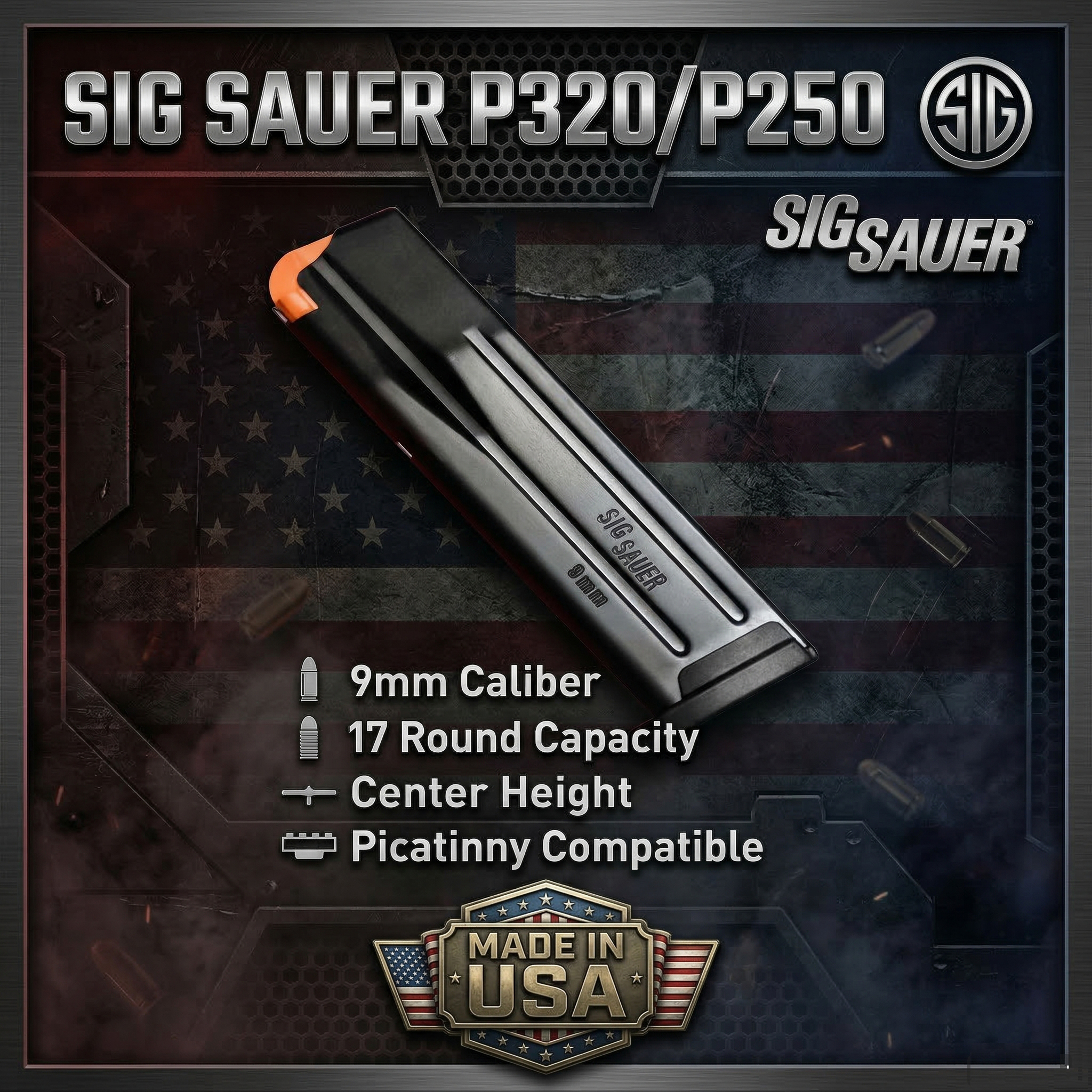 SIG SAUER® P320 / P250 17li Şarjör (9mm)  Orijinal & Dayanıklı