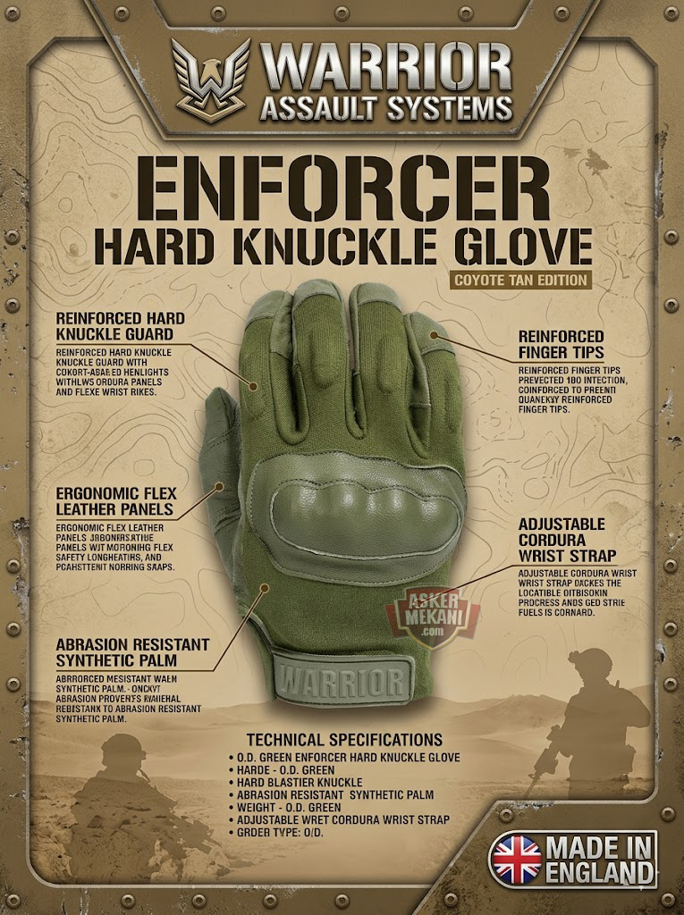 Warrior Enforcer Hard Knuckle Glove Olive Drab Eldiven