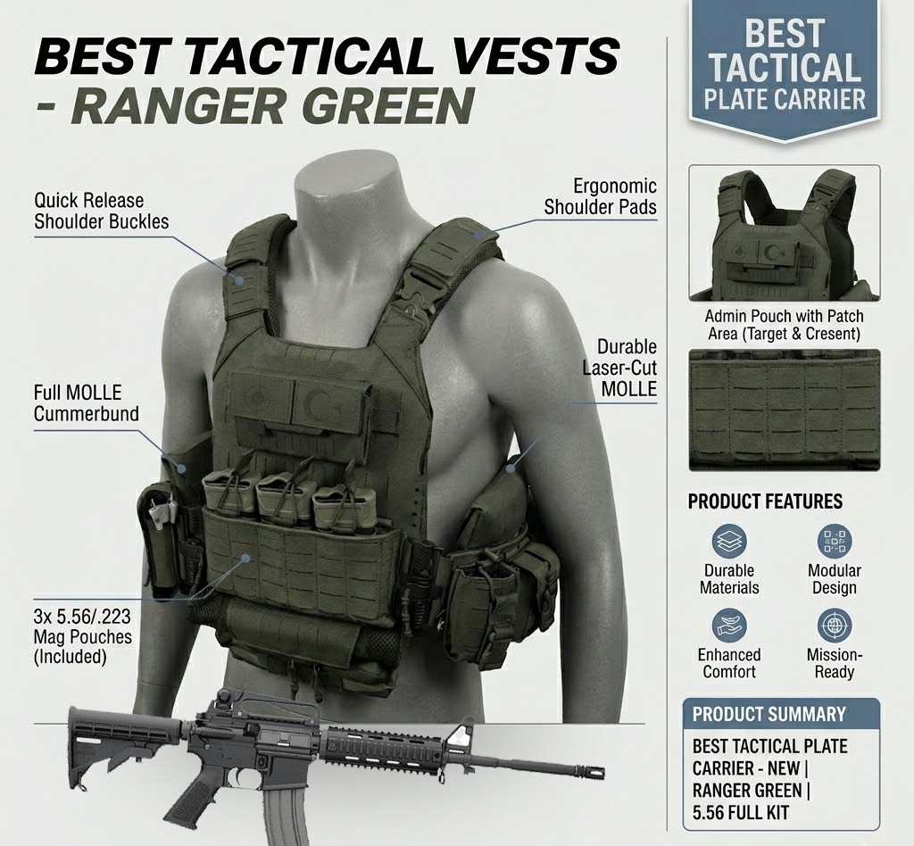 Best Tactical Vests Ranger Green Full Kit Plaka Taşıyıcı