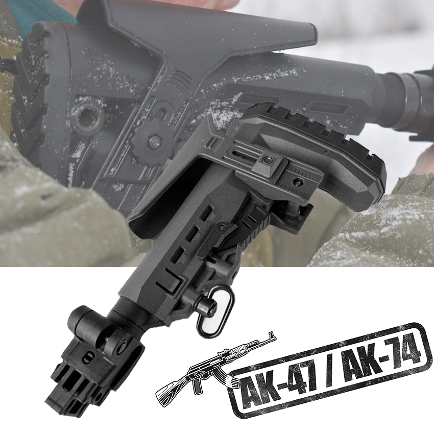 İthal Yüksek Kaliteli Taktik Teleskopik Dipçik  AK-47 / AK-74 Black