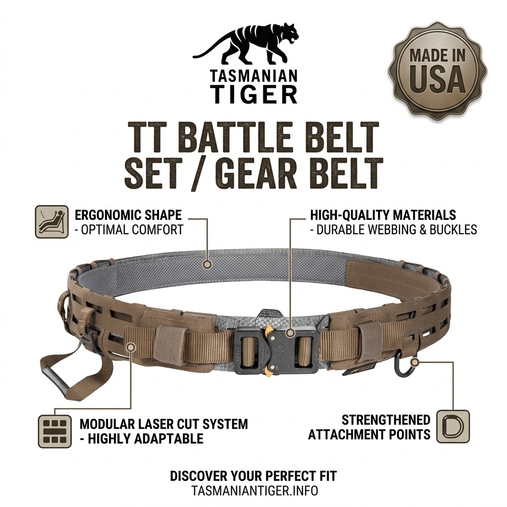 Tasmanian Tiger TT Battle Belt Set - Lazer Kesim Taktik Amerikan Görev Kemeri