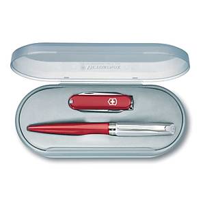 Victorinox Classic SD Red and Caran D'Ache Pen Set