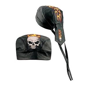 LEATHER BANDANA HLB SKULL&FIRE