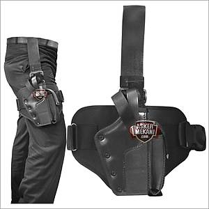 Cordura&Lether Leg Holster Black Cordura Deri Bacak K�l�f�