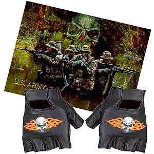US ARMY SKULL TEAM HALF FINGER GLOVES