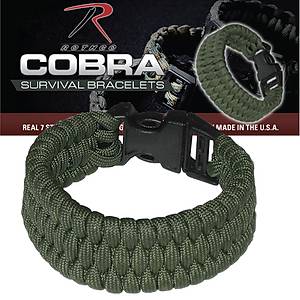 Rothco Tri Weave Cobra Paracord Bracelet Green