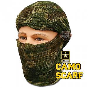 Military Scrim Net Scarf Woodland Camo