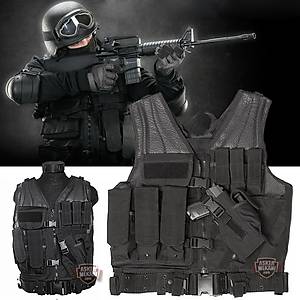 US Tactical Cross Draw Vest Black