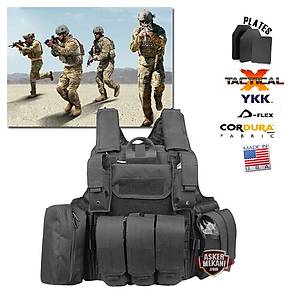 Us Combat Strike Plate Carrier Vest Black