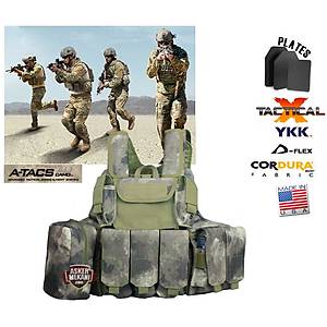 Us Combat Strike Plate Carrier Vest A-TACS Camo
