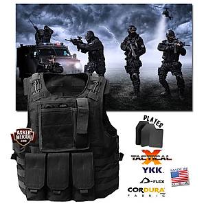 Us Combat Carrier Plate Combat Molle Vest Black