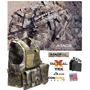 Us Combat Carrier Plate Combat Molle Vest  A-Tacs Camo