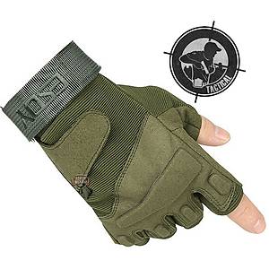 Tactical Combat Gear Half Finger Gloves Green