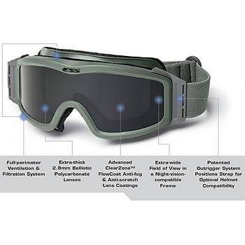 ESS MILITARY TACTICAL BALISTIC GOGGLES GREEN FRAME