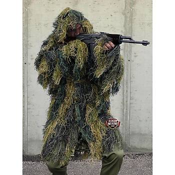 Ghillie Suit Woodland Camo Sniper Elbisesi