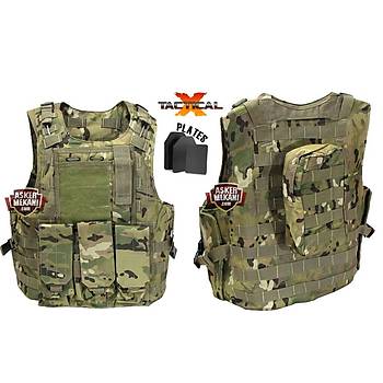 Us Combat Carrier Plate Combat Molle Vest Multi Camo