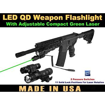 Us LED QD Weapon Flashlight With Green Laser Sight