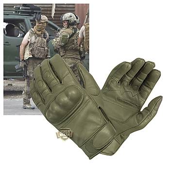 Leather Tactical Gloves Olive