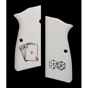 Us Browning Hi-Power Scrimshaw Ivory Polymer - Aces