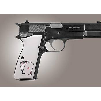 Us Browning Hi-Power Scrimshaw Ivory Polymer - Aces
