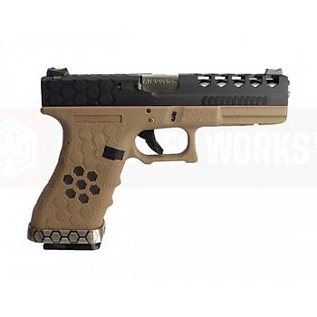 AW VX0111 GLOCK17 G17 HexCut GBB Airsoft Tabanca - Tan - Siyah