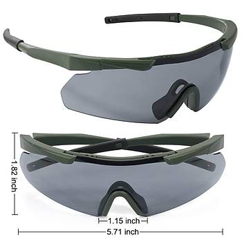 Tactical Eyewear 3 Balistik Atış Gözlüğü Yeşil Çerçeve
