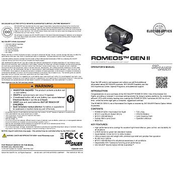 SIG SAUER ROMEO5 GEN II 1x20 mm � 2 MOA Red Dot Optik Ni�ang�h