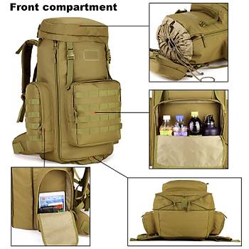 Taktik Askeri Molle �anta Kahve 70LT+ 15 LT