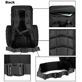 Taktik Askeri Molle Çanta Siyah 70LT+ 15 LT