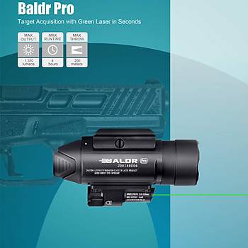 Olight PL-2RL Baldr Black Profesyonel Silah Fener ve Lazeri