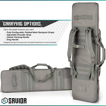 Savior Equipment 140 cm Taktik Çift Tüfek Çantası Gri