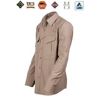 Taktik G�mlek uzun kollu bej