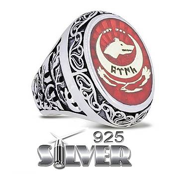 Göktürk Kurt kırmızı Silver 925