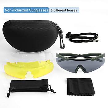 Tactical Eyewear 3 Balistik Atış Gözlüğü Yeşil Çerçeve