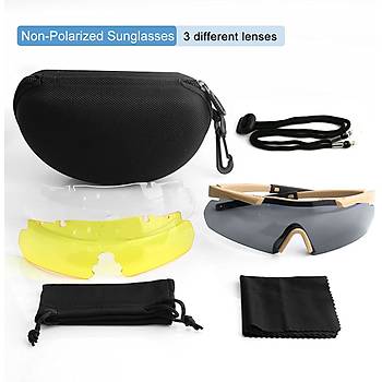 Tactical Eyewear 3 Balistik Atış Gözlüğü Coyote Çerçeve