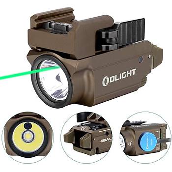OLIGHT Baldr Mini 600 Lümen Yeşil Lazerli Profesyonel Silah Fener ve Lazeri Tan