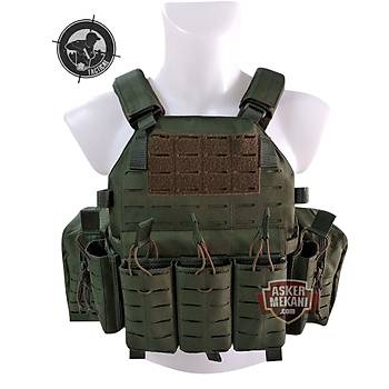 Laser Cut Lazer Kesim Tactical Operasyon Yeleği Yeşil