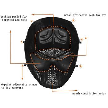 Tactical Full Skull Maske Siyah