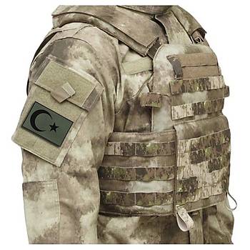 Cordura Kumaş Baskı Haki Türk Bayrağı Peç