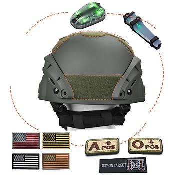 US MICH 2000 TAKTİK KASK 3 LÜ SET YEŞİL