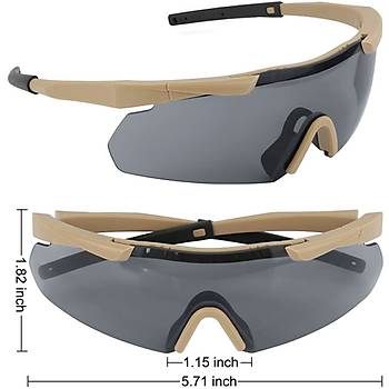 Tactical Eyewear 3 Balistik Atış Gözlüğü Coyote Çerçeve
