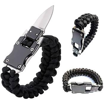 Paracord Knife Bracelet Bıçak Bileklik Black