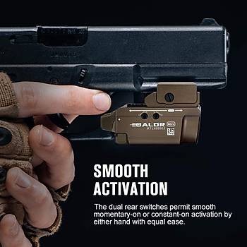 OLIGHT Baldr Mini 600 Lümen Yeşil Lazerli Profesyonel Silah Fener ve Lazeri Tan