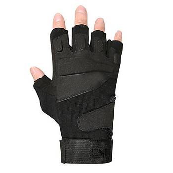 Tactical Combat Gear Half Finger Gloves Black
